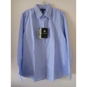 Landmark EZ-CARE Woman's Light Blue Long Sleeve Button Shirt Size XL